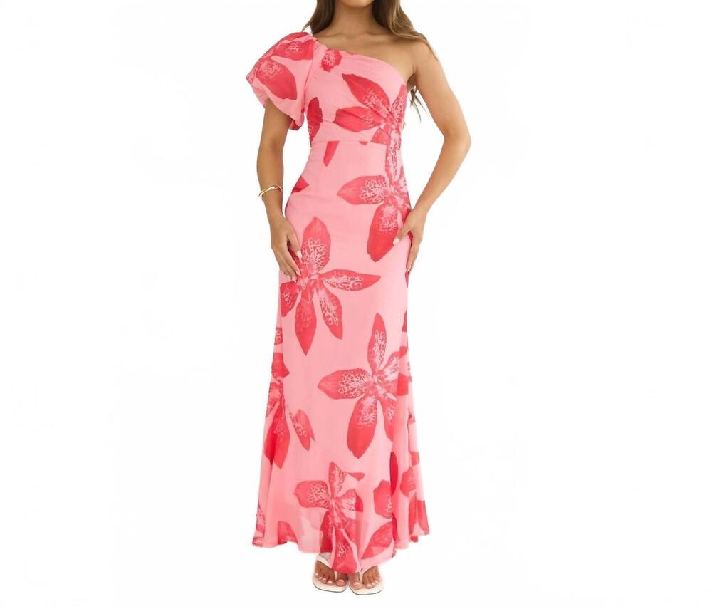 NEW ONE AND ONLY COLLECTIVE one shoulder floral maxi dress in pink